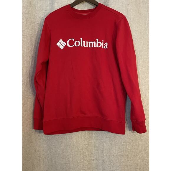 Columbia Sweatshirt Mens Small Red Logo Pullover Long Sleeve Gorpcore - Picture 1 of 6